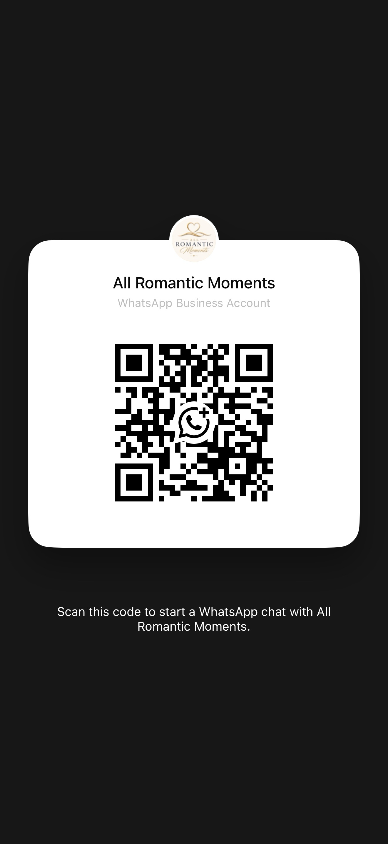 QR code to open All Romantic Moments on WhatsApp